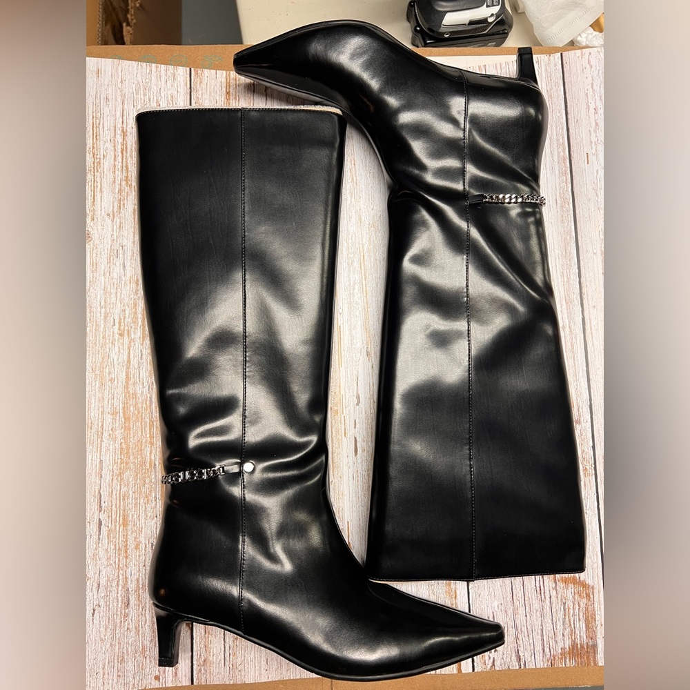 💰 “Old Money Aesthetic” Elegant Black leather Knee-High Boots